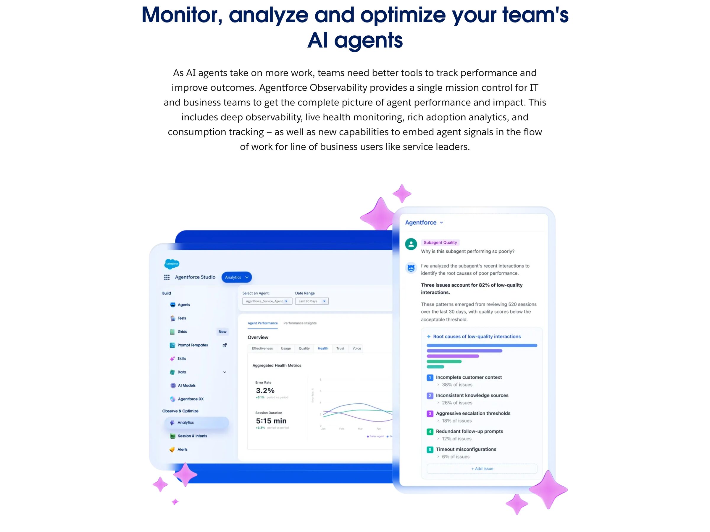 Salesforce Agentforce Observability — Agentic Dashboard pattern (from the vendor's site)