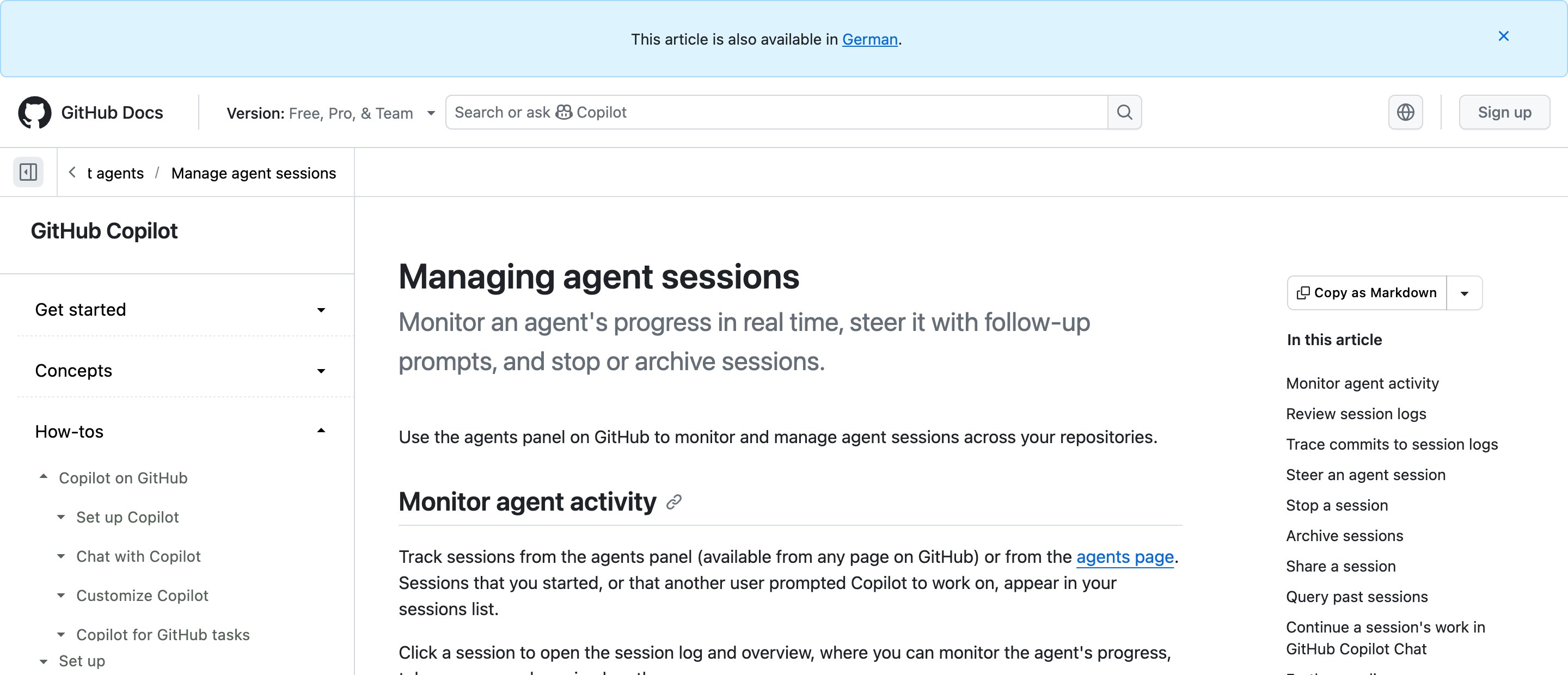 GitHub · Copilot agents page — Agentic Dashboard pattern (from the vendor's site)