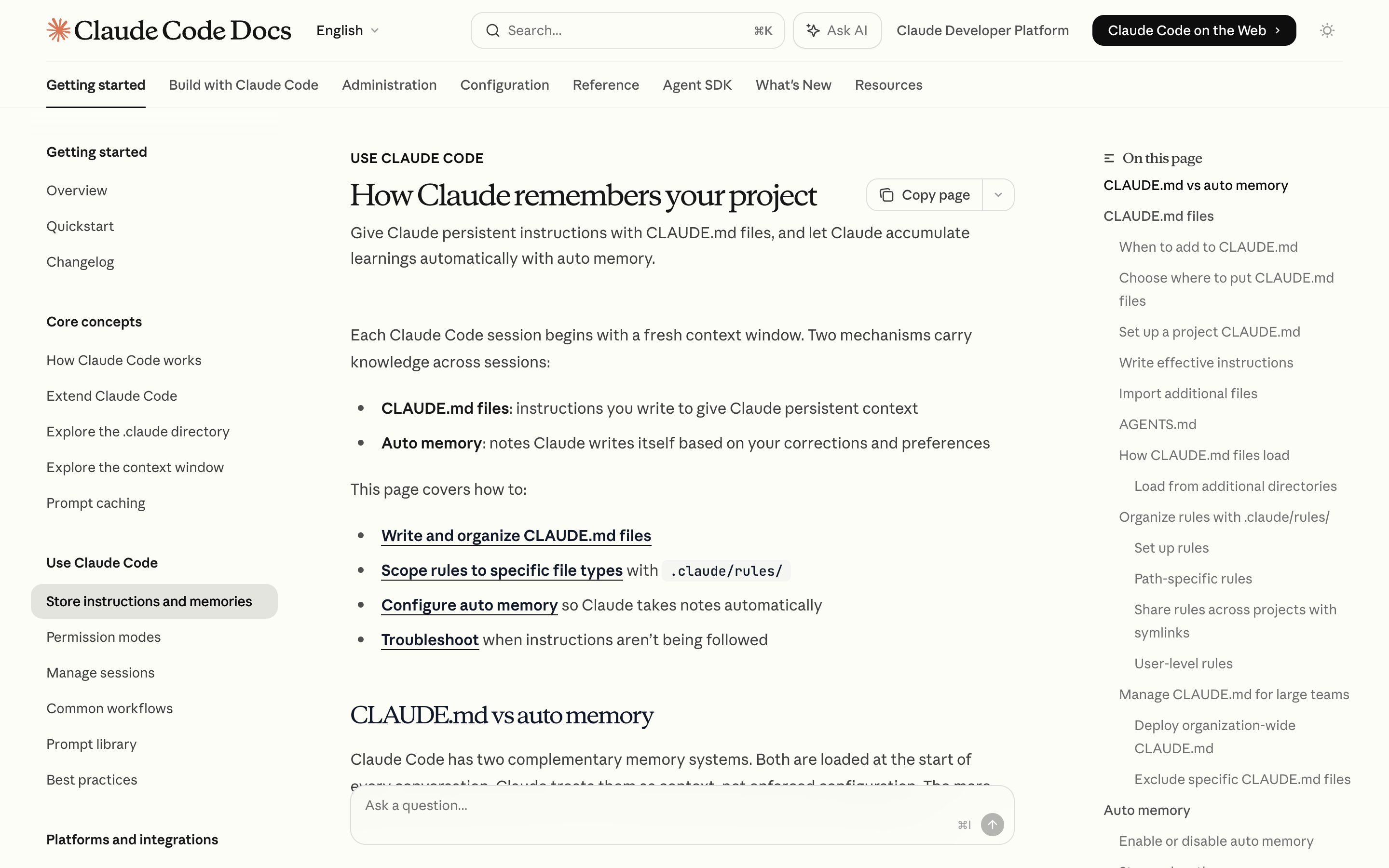 Claude Code auto-memory — AI Memory pattern