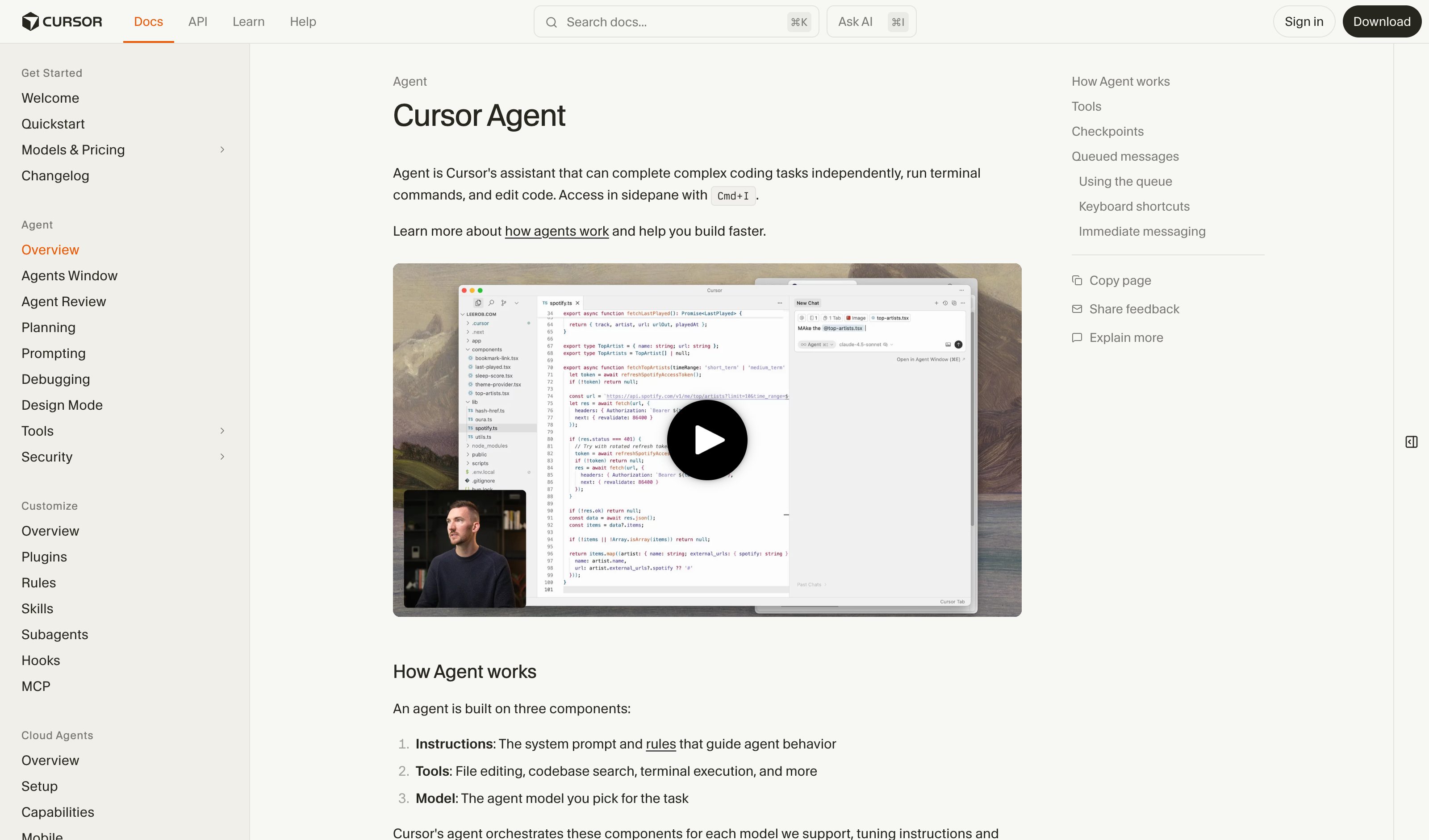 Cursor Agent Settings — Autonomy Dial pattern