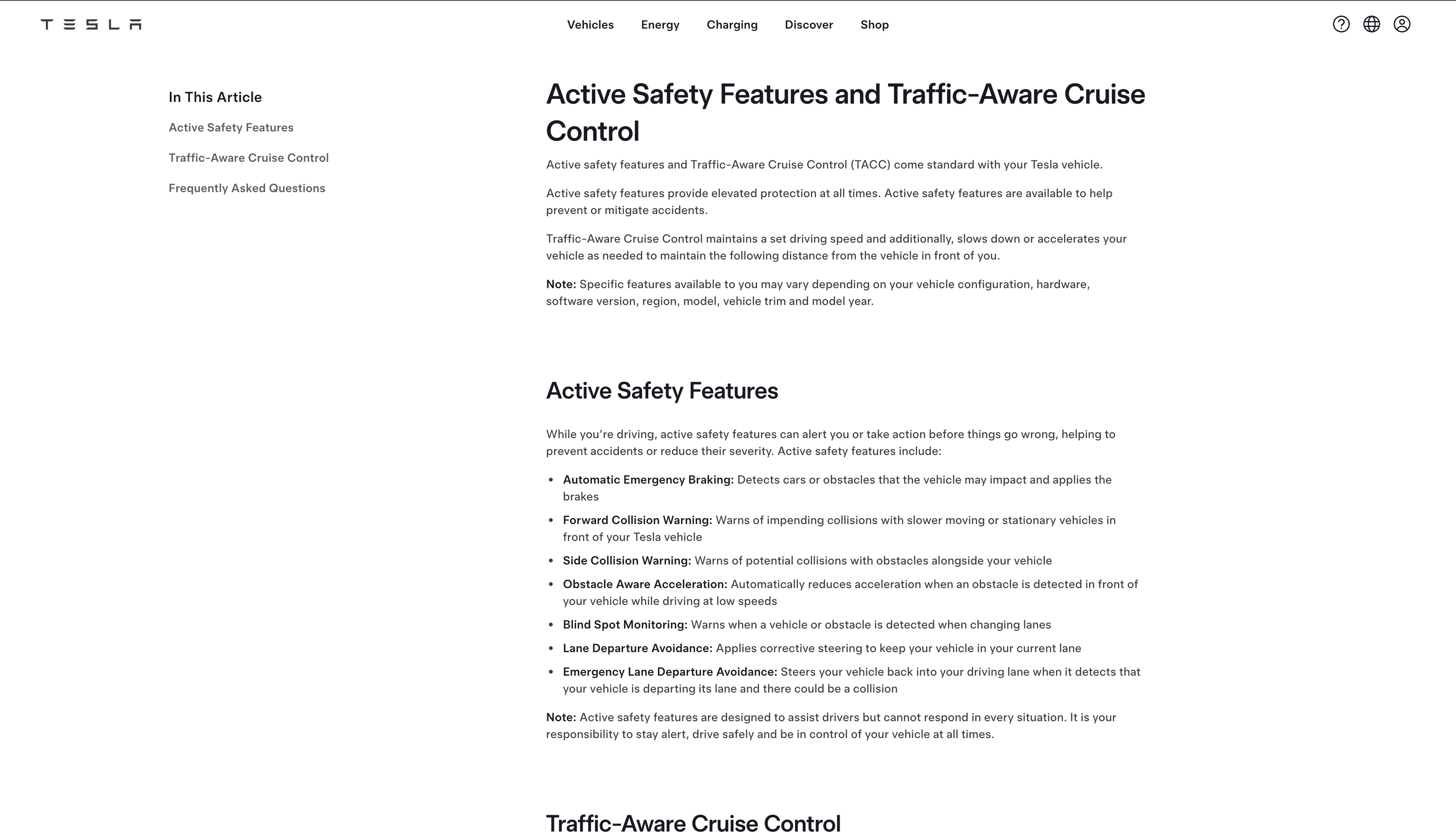Tesla Autopilot — Autonomy Dial pattern (from the vendor's site)