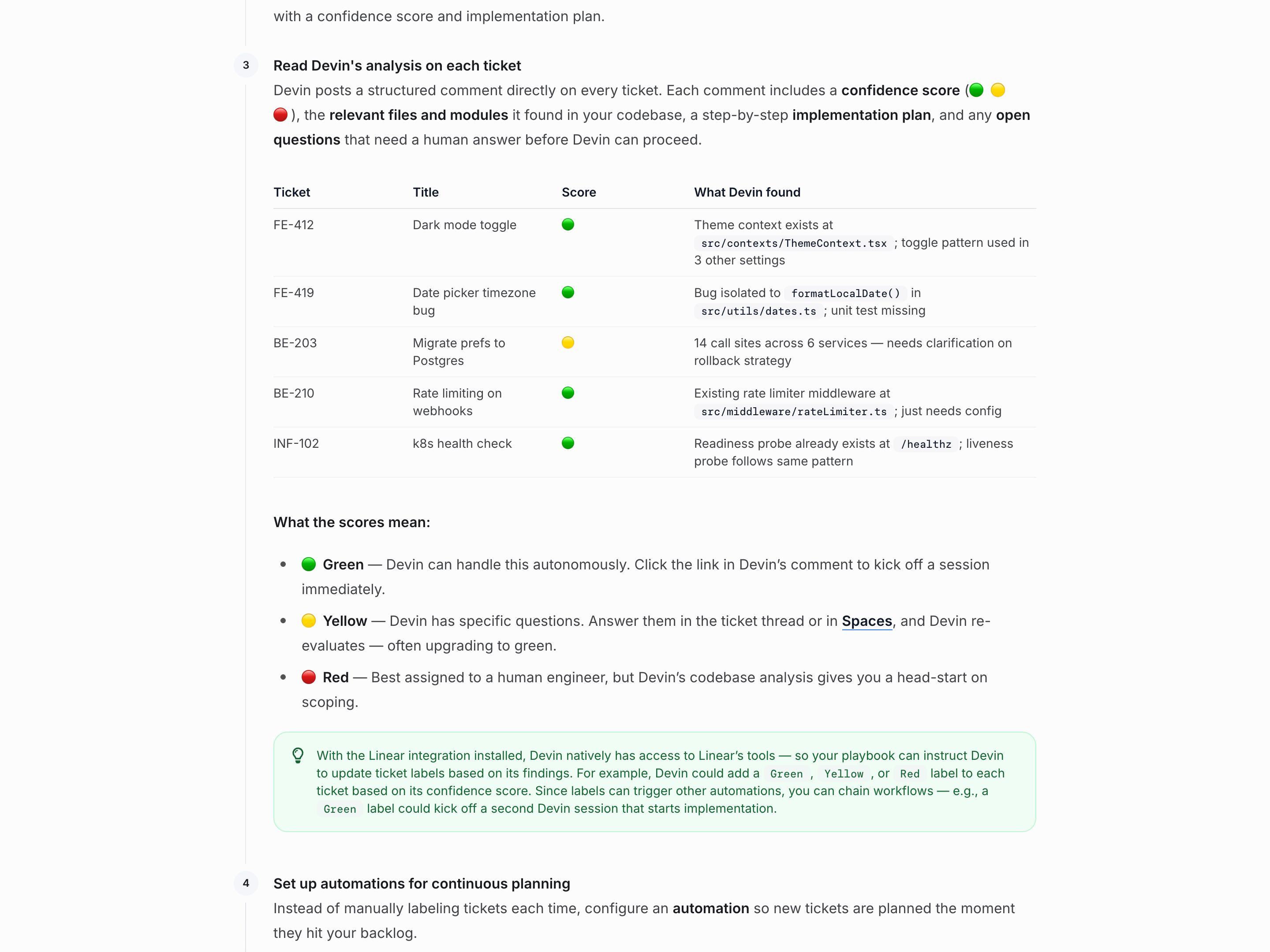 Devin Confidence Scores — Capability Boundary pattern (from the vendor's site)