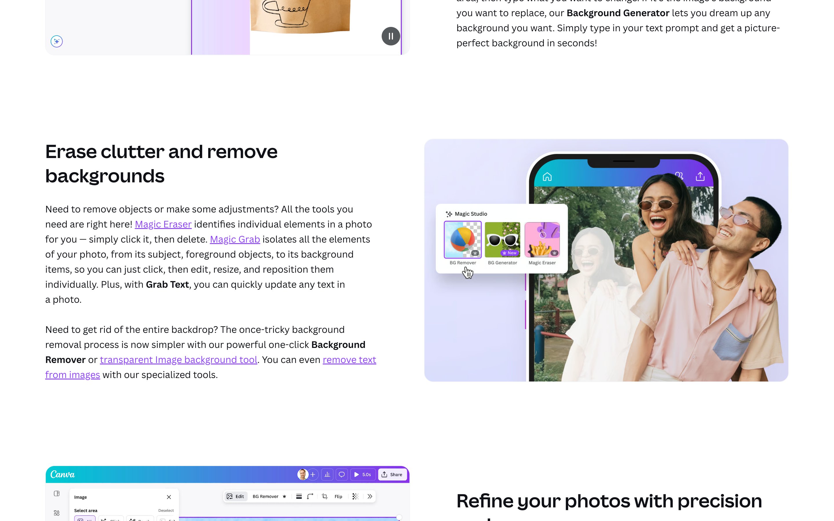 Canva · Magic Studio tools — Chat Off-Ramp pattern (from the vendor's site)