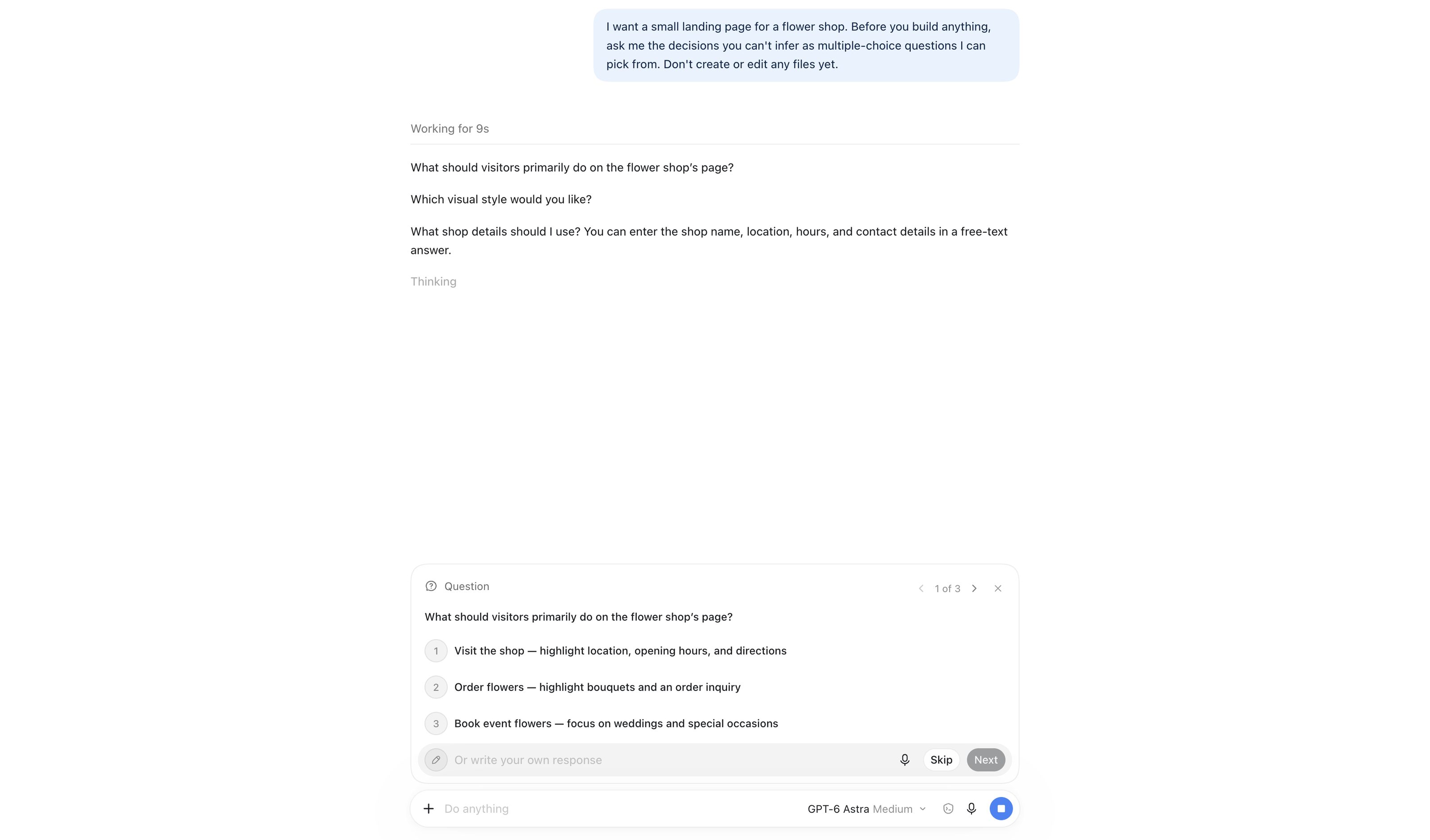 OpenAI Codex — Clarifying Questions pattern