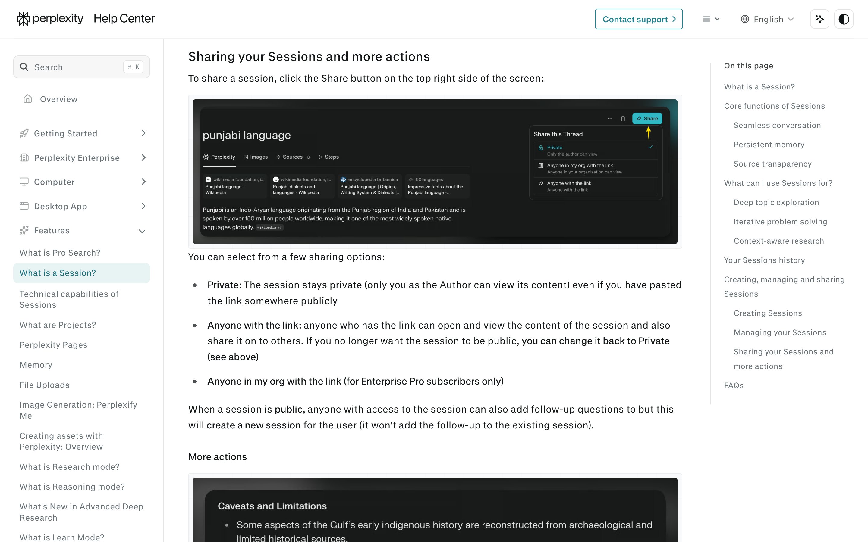 Perplexity · Shareable sessions — Conversation Permalink pattern (from the vendor's site)