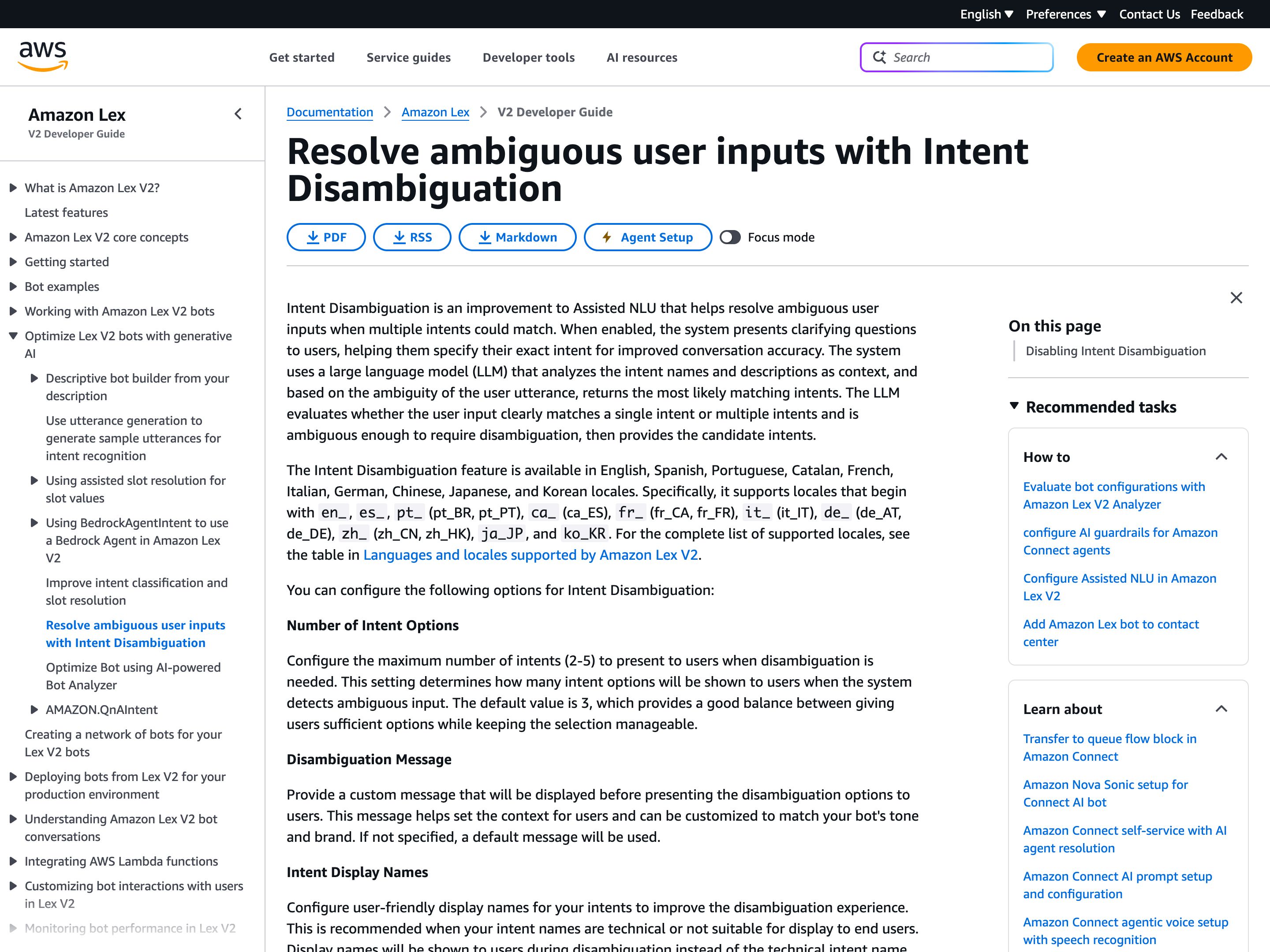 Amazon Lex Intent Disambiguation — Disambiguation Branch pattern (from the vendor's site)