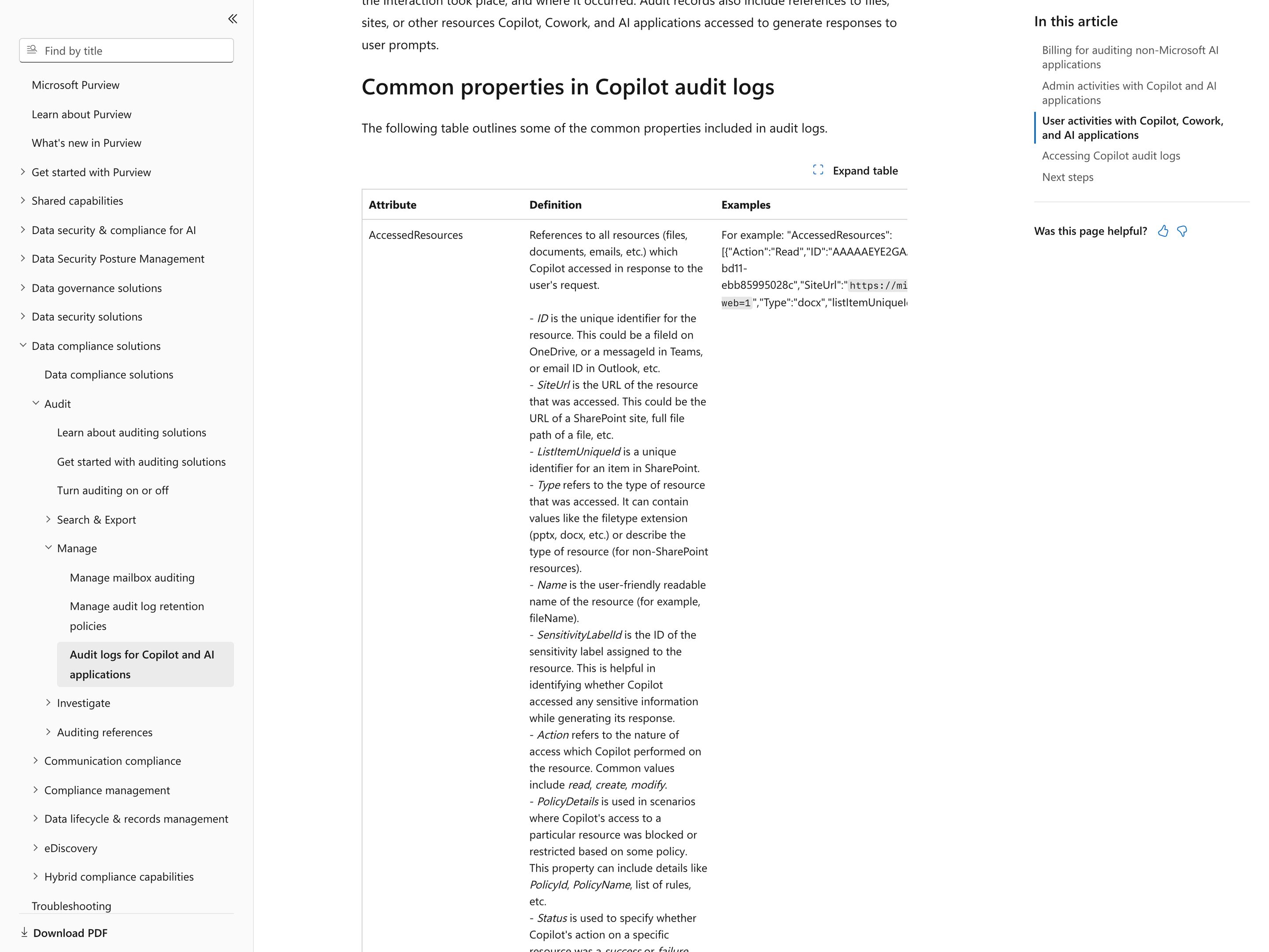 Microsoft Purview Audit · Copilot and AI applications — Footprints pattern (from the vendor's site)