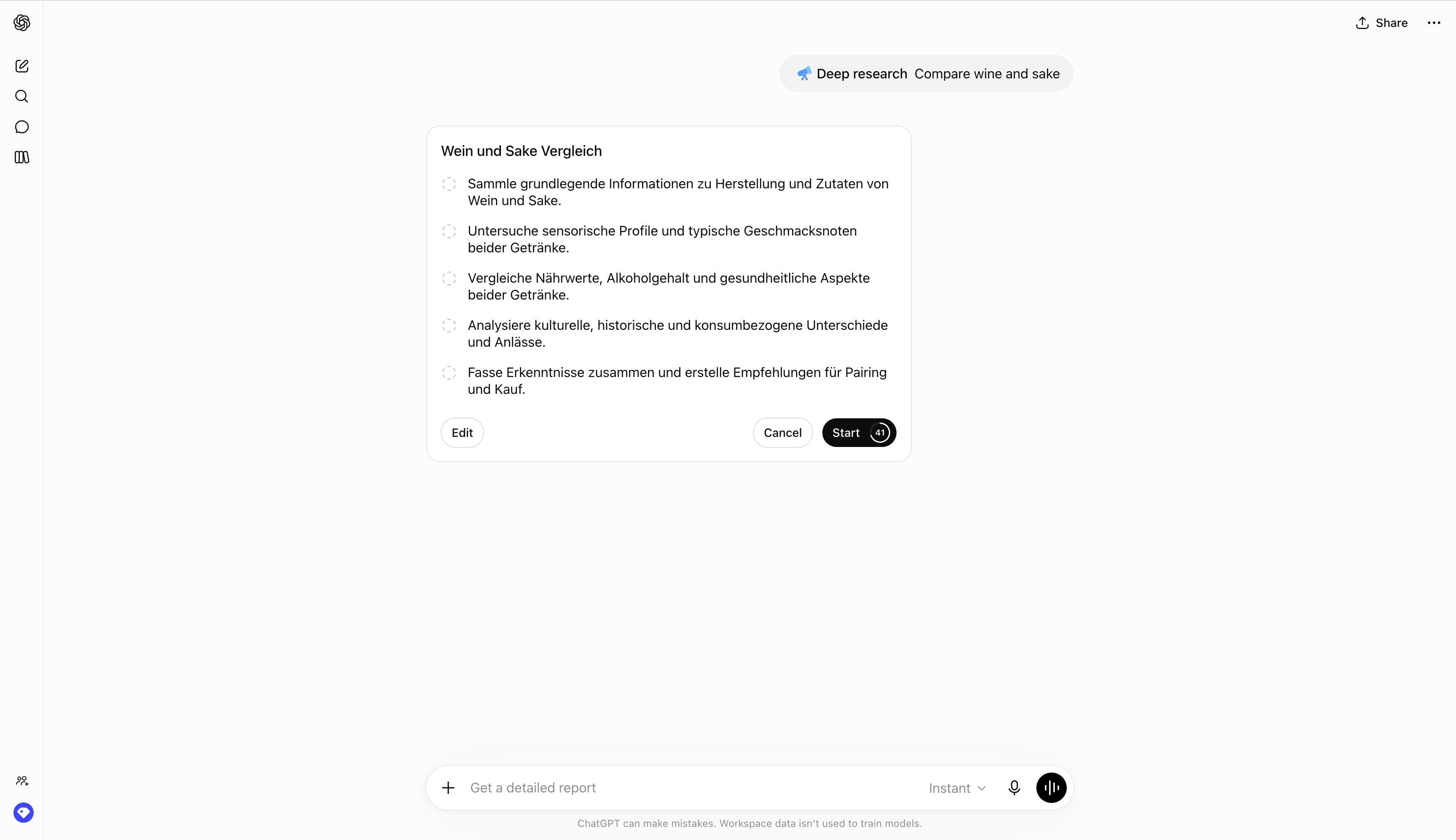 OpenAI Deep Research Plan — intent-preview pattern in use (from the vendor's site)