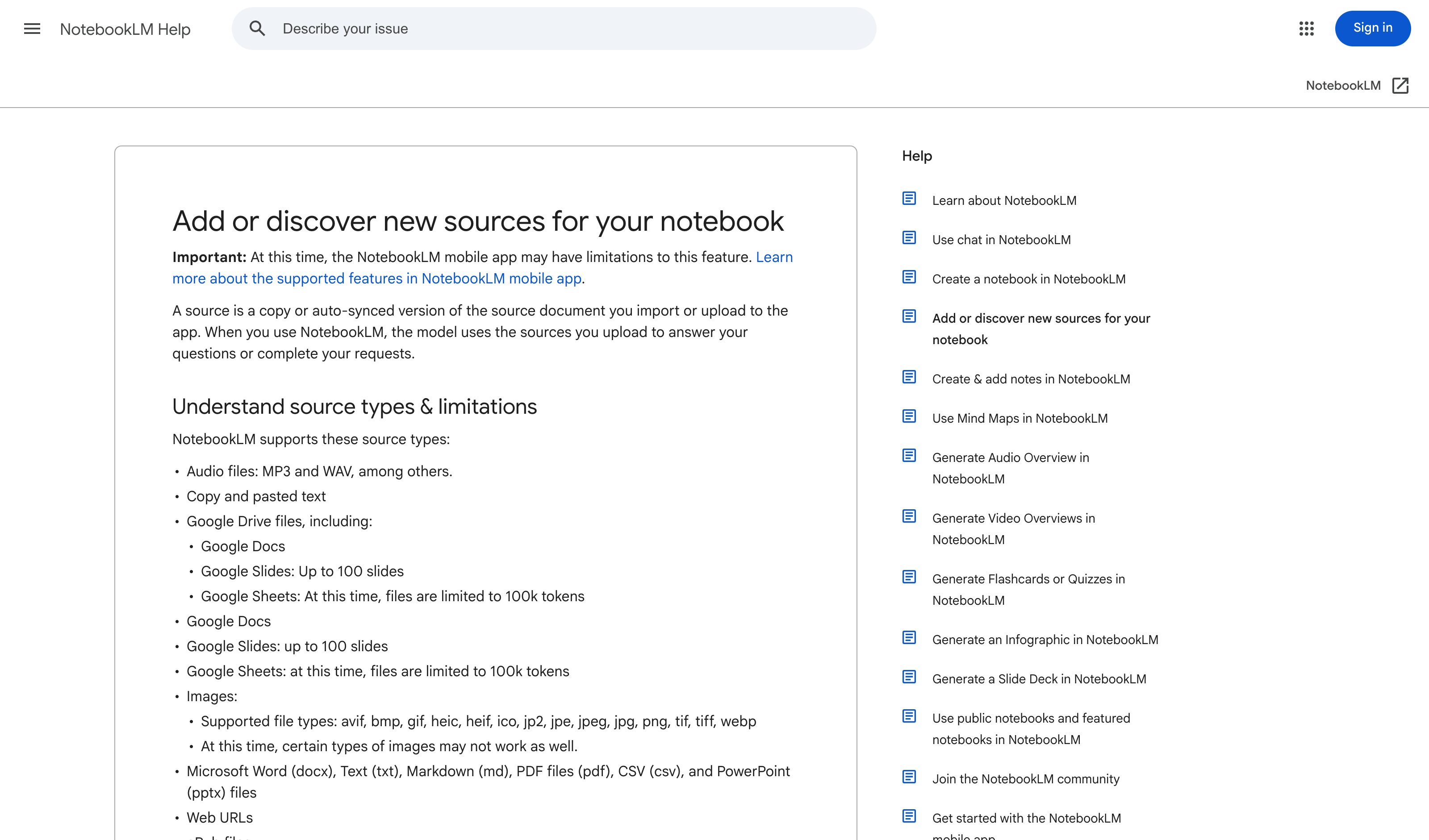Gemini Notebook Source Toggles — knowledge-source-toggle pattern in use (from the vendor's site)