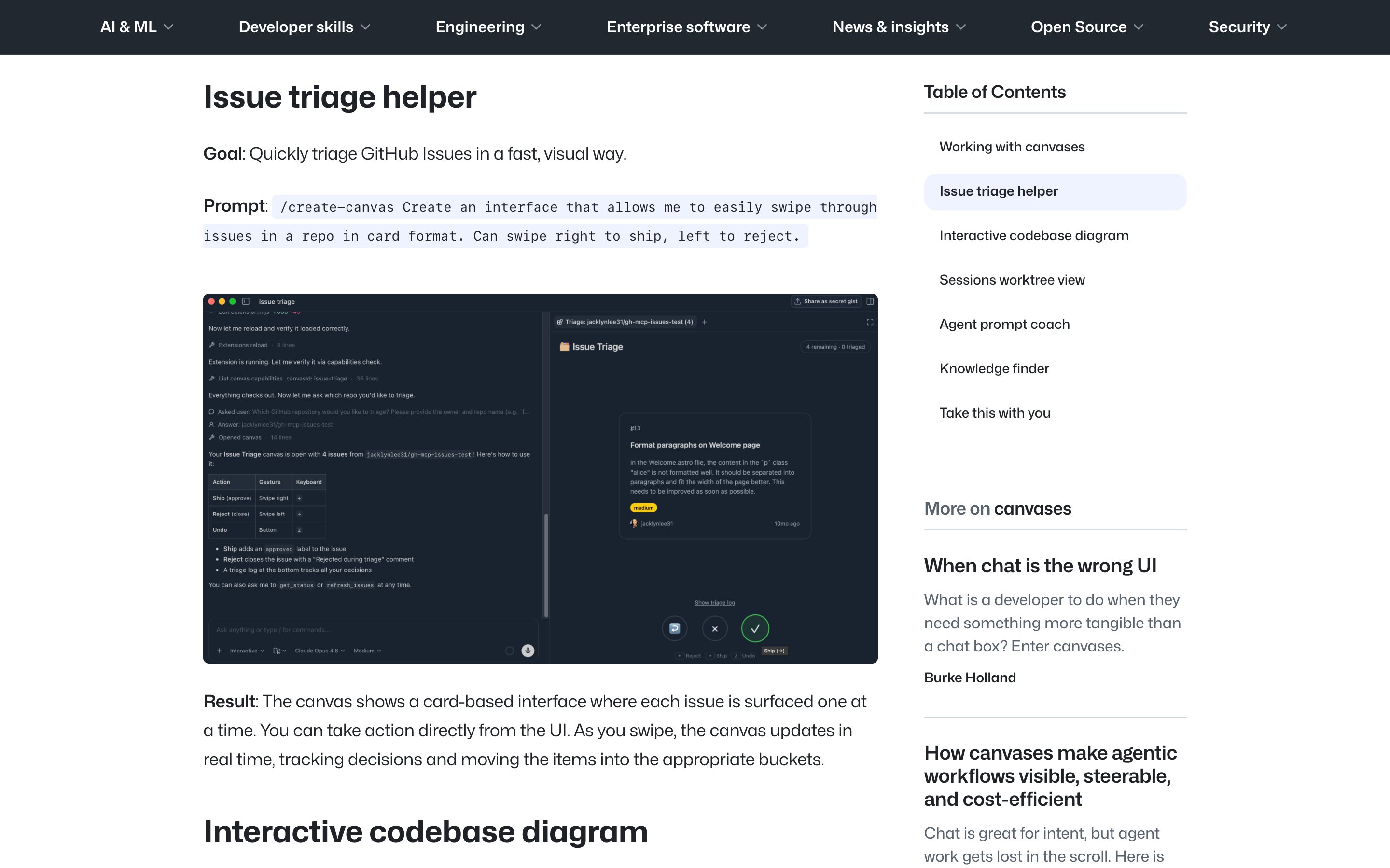 GitHub · Copilot app canvases — live-plan-surface pattern in use (from the vendor's site)