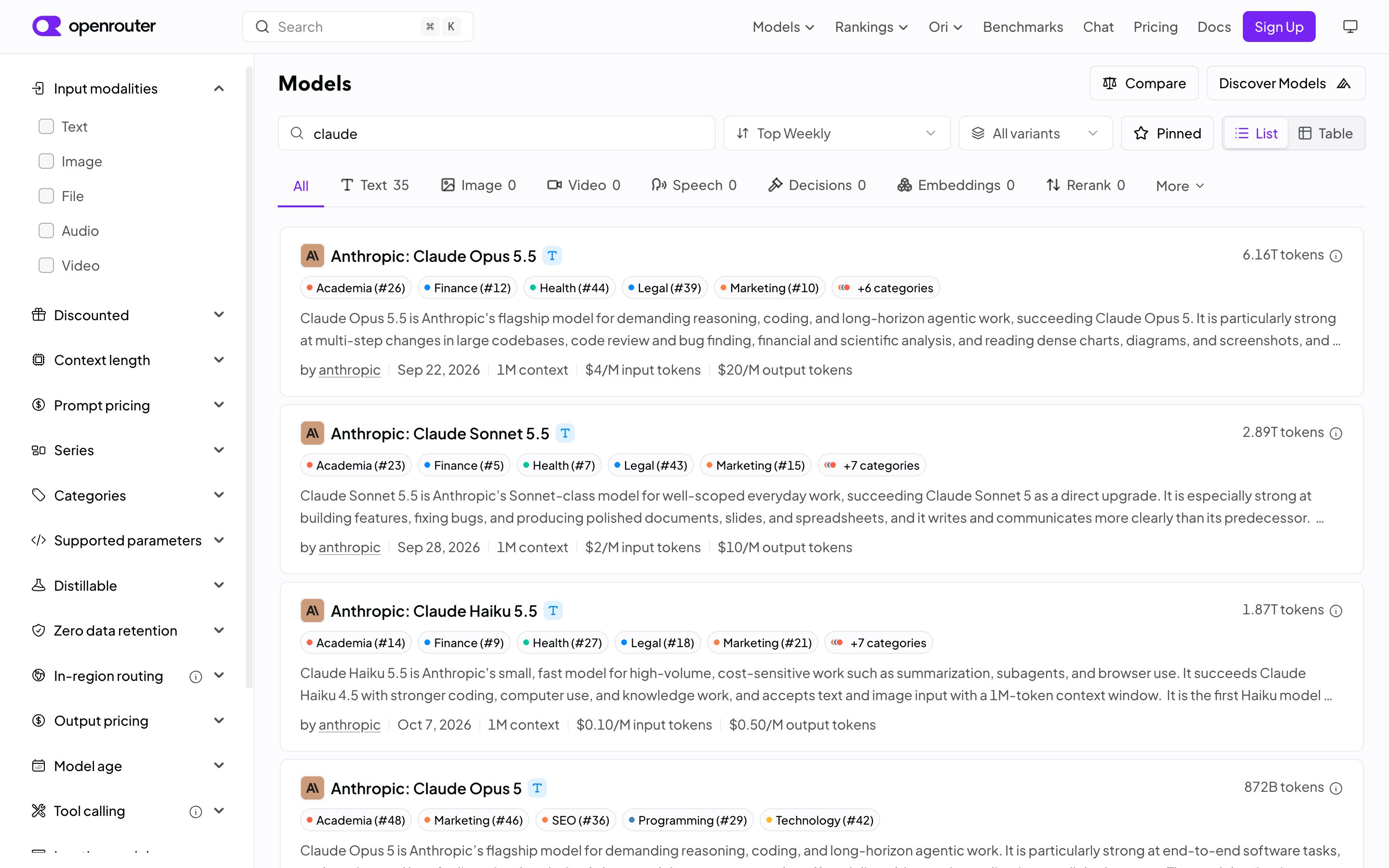 OpenRouter · Model catalog — Model Selector pattern