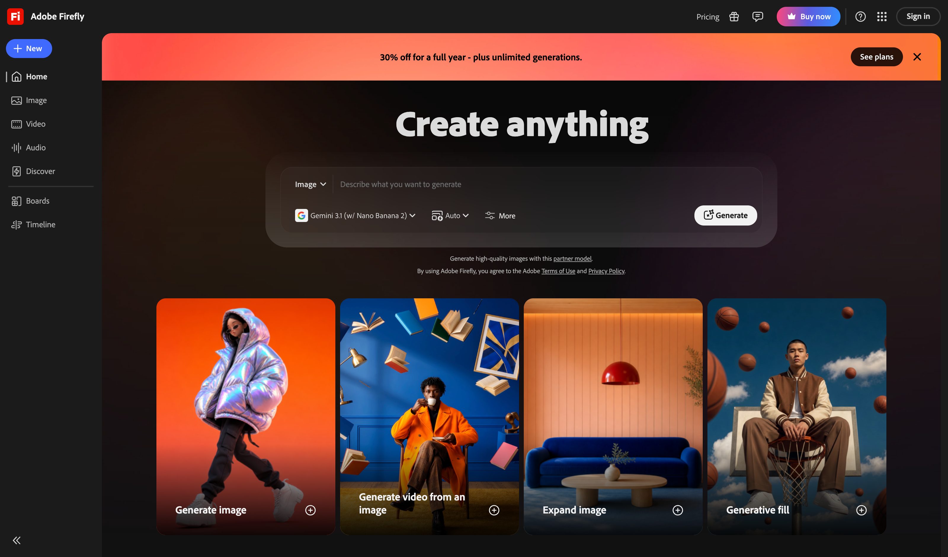 Adobe Firefly Variants — parallel-alternatives pattern in use (from the vendor's site)