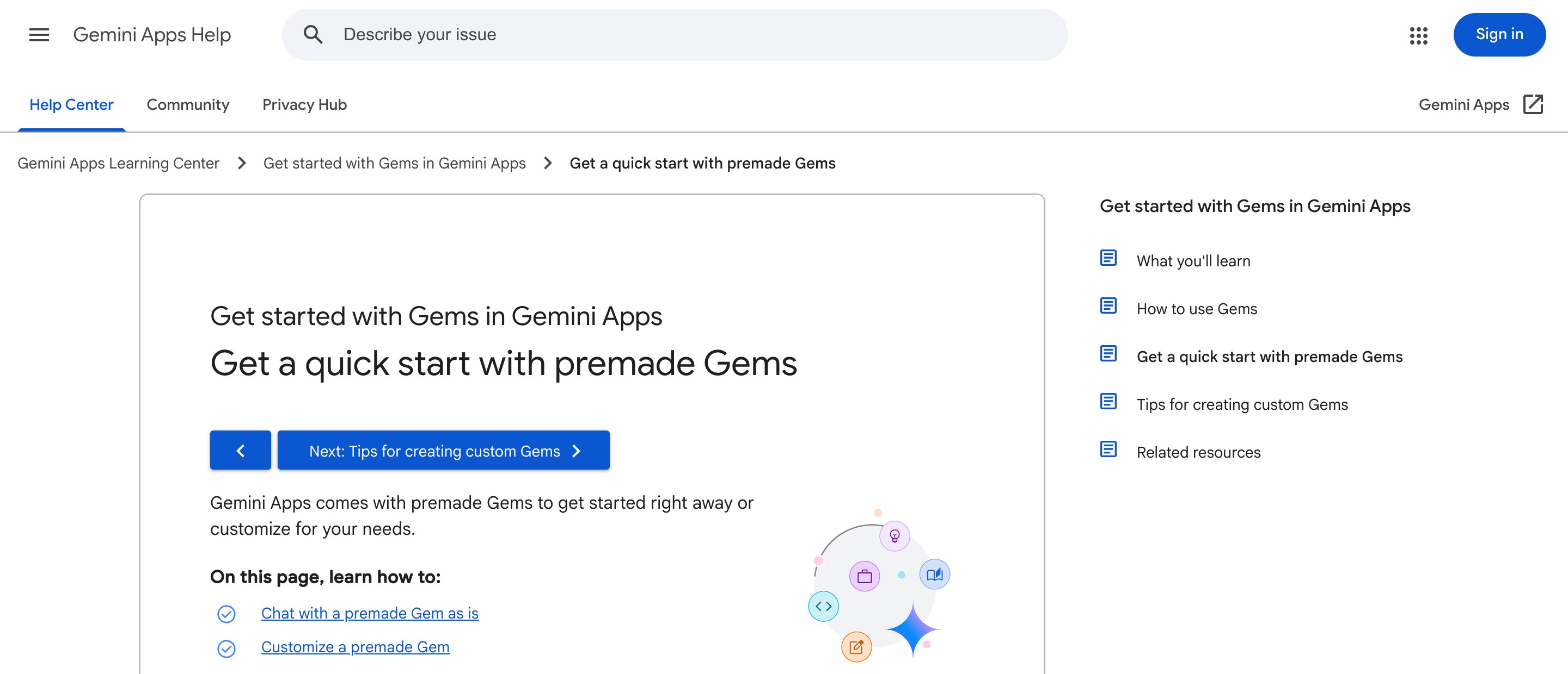 Gemini Gems — persona-switcher pattern in use (from the vendor's site)