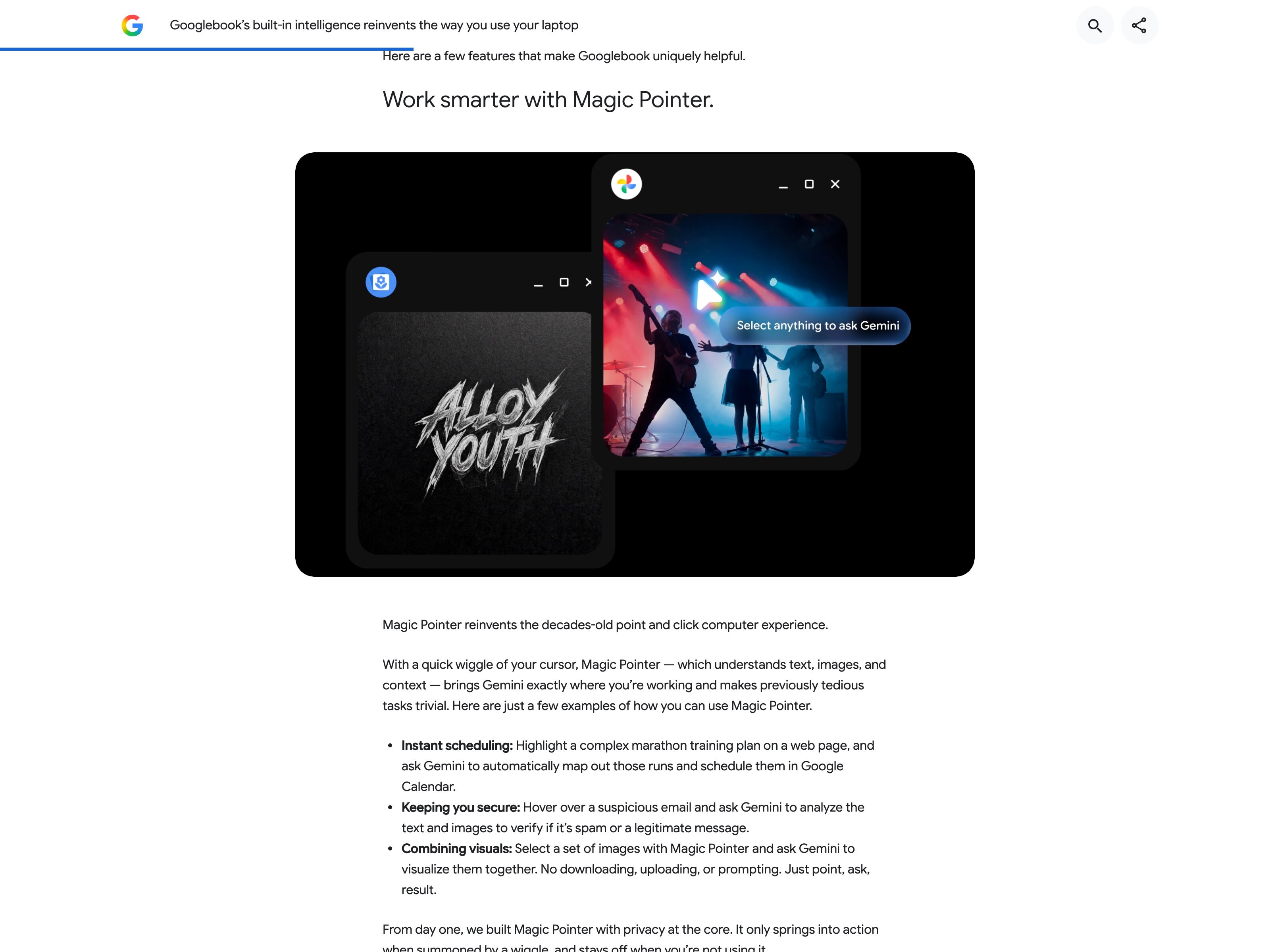 Google · Magic Pointer (Googlebook) — pointer-as-prompt pattern in use (from the vendor's site)