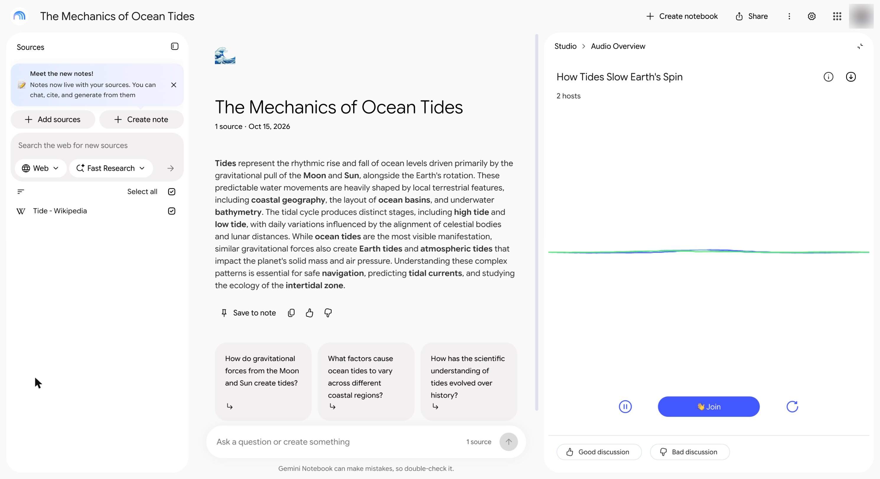 Gemini Notebook Audio Overview — Read-Along pattern