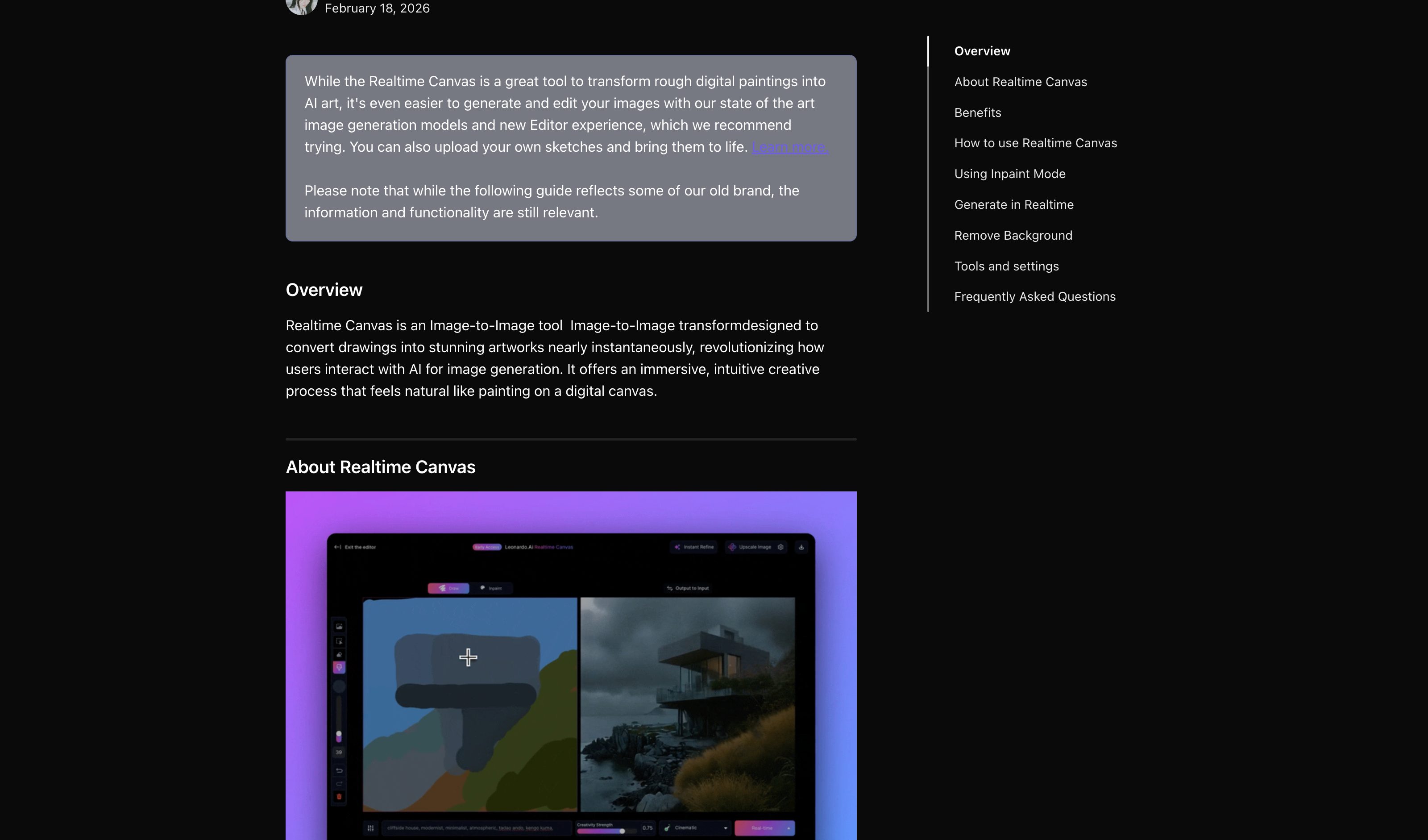 Leonardo · Realtime Canvas — Real-time Generation pattern (from the vendor's site)