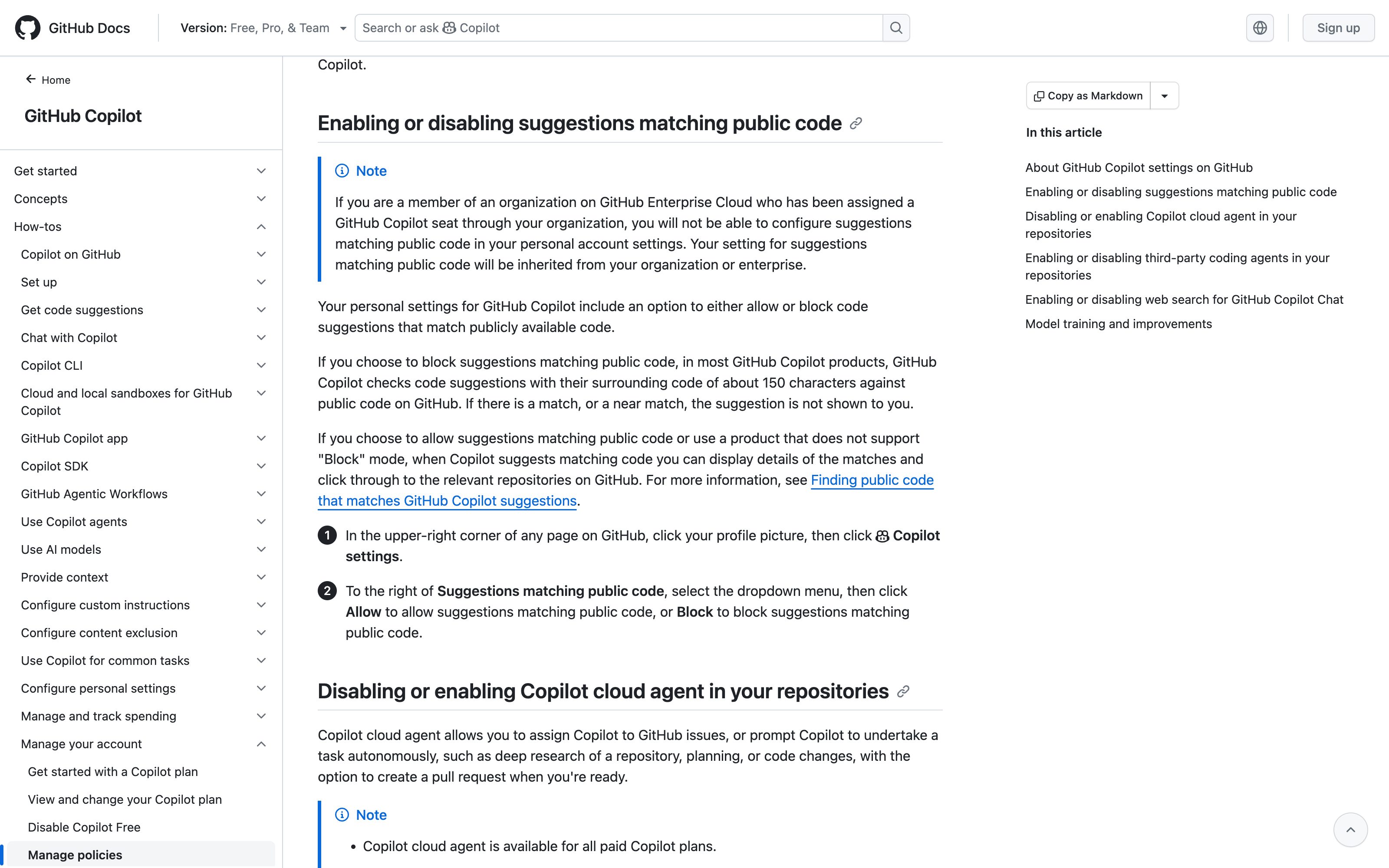 GitHub Copilot · Public code filter notice — refusal-receipt pattern in use