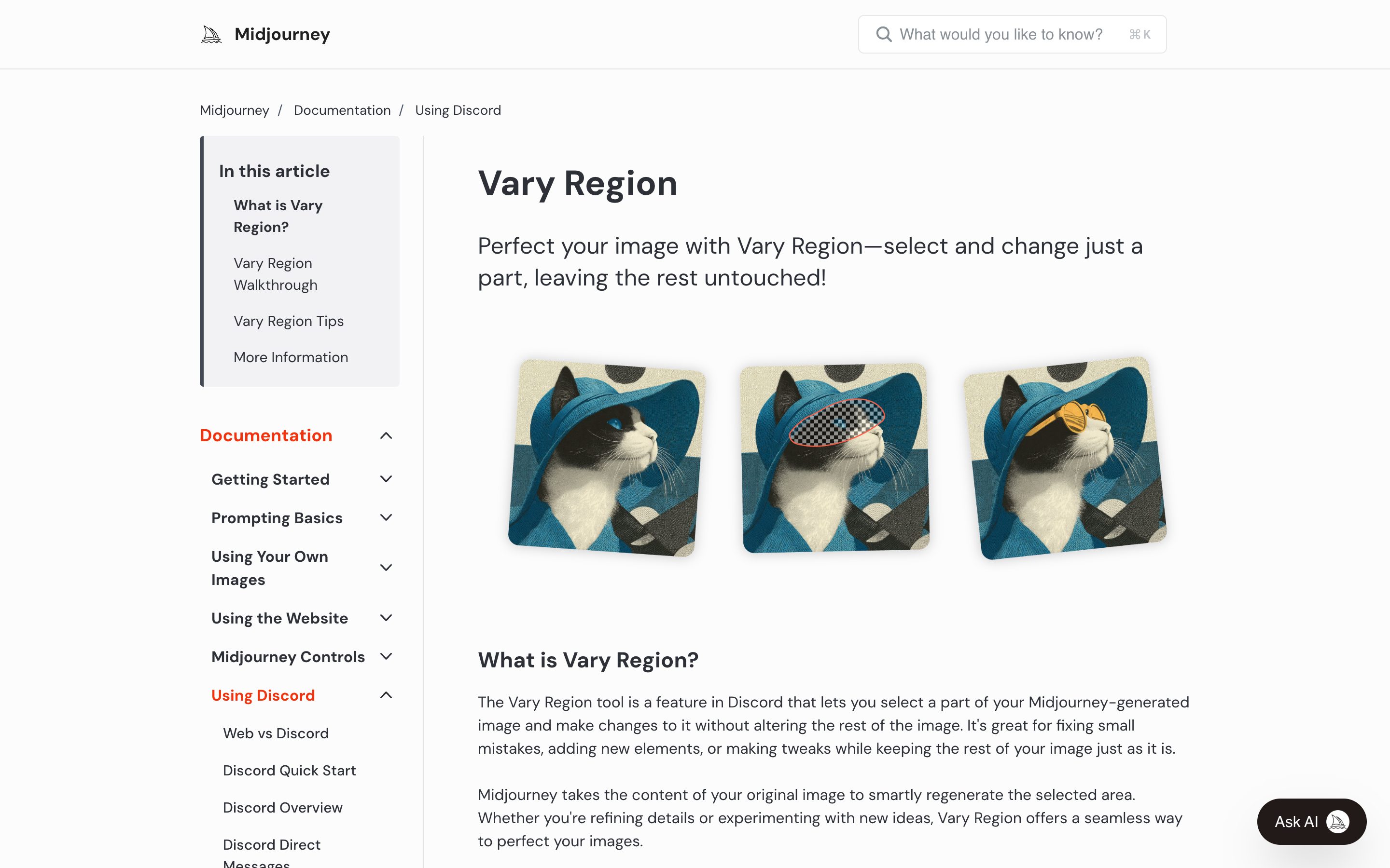 Midjourney Vary Region — Region Lock pattern