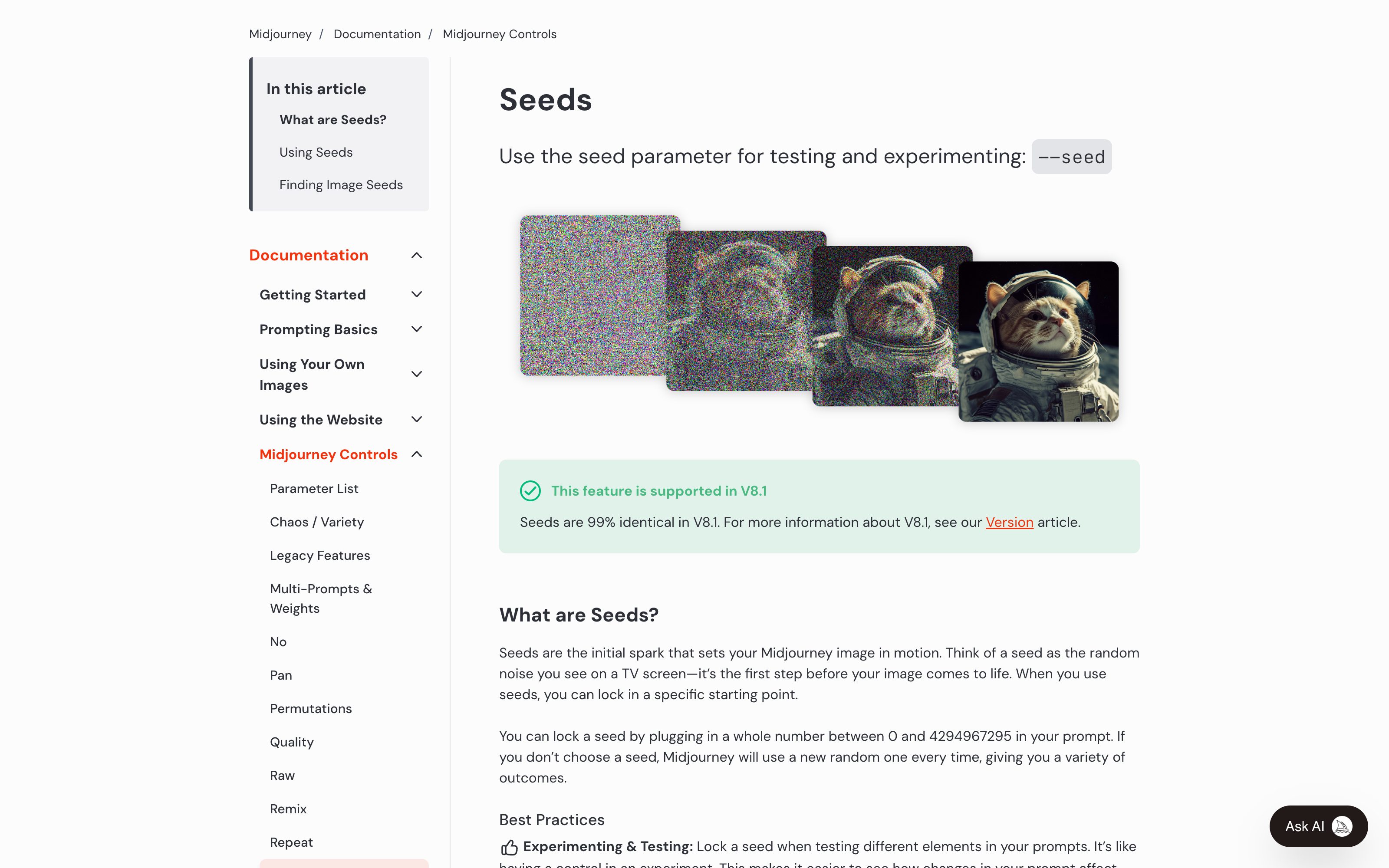 Midjourney · --seed parameter — seed-pinning pattern in use