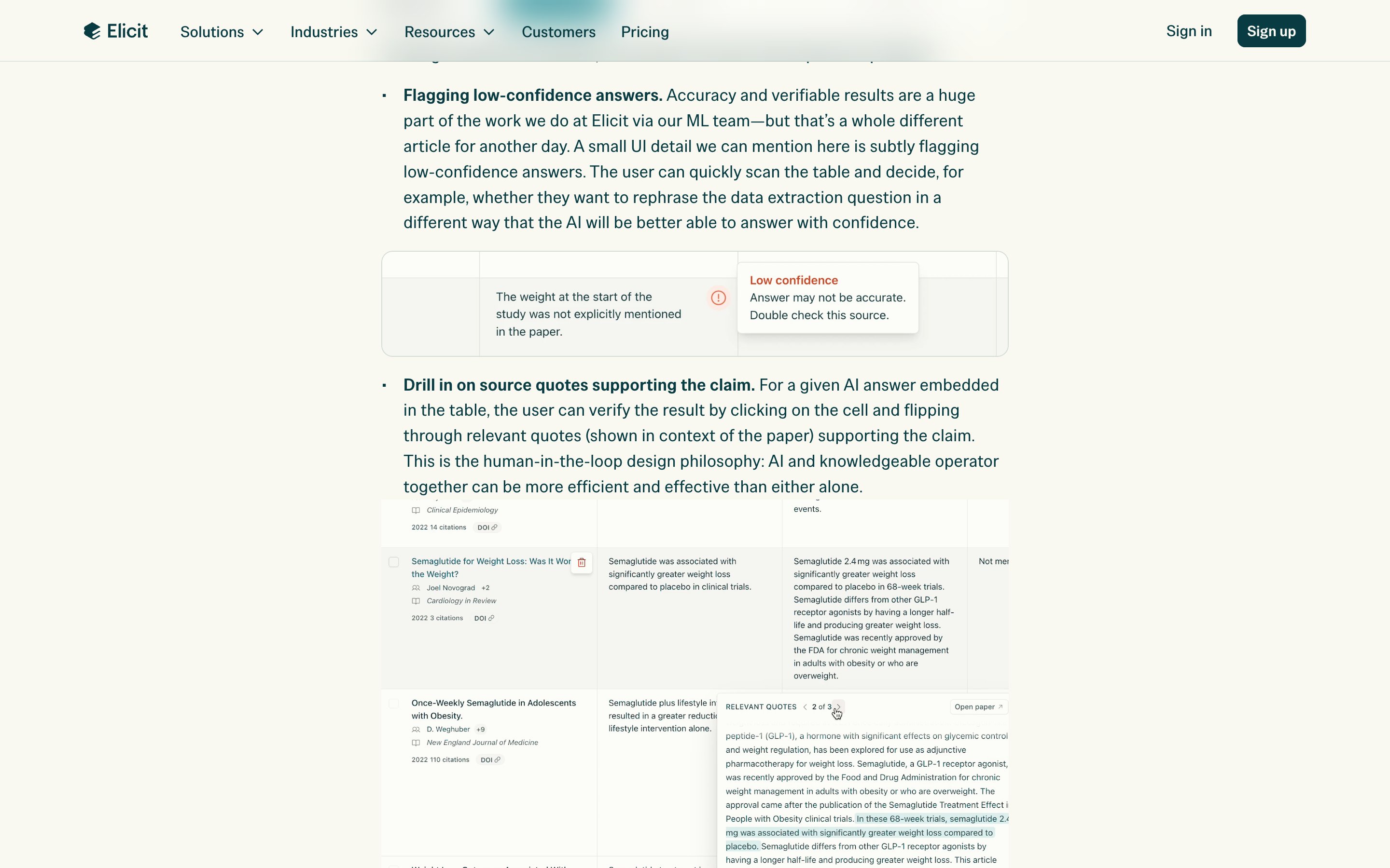 Elicit — Semantic Grid pattern (from the vendor's site)