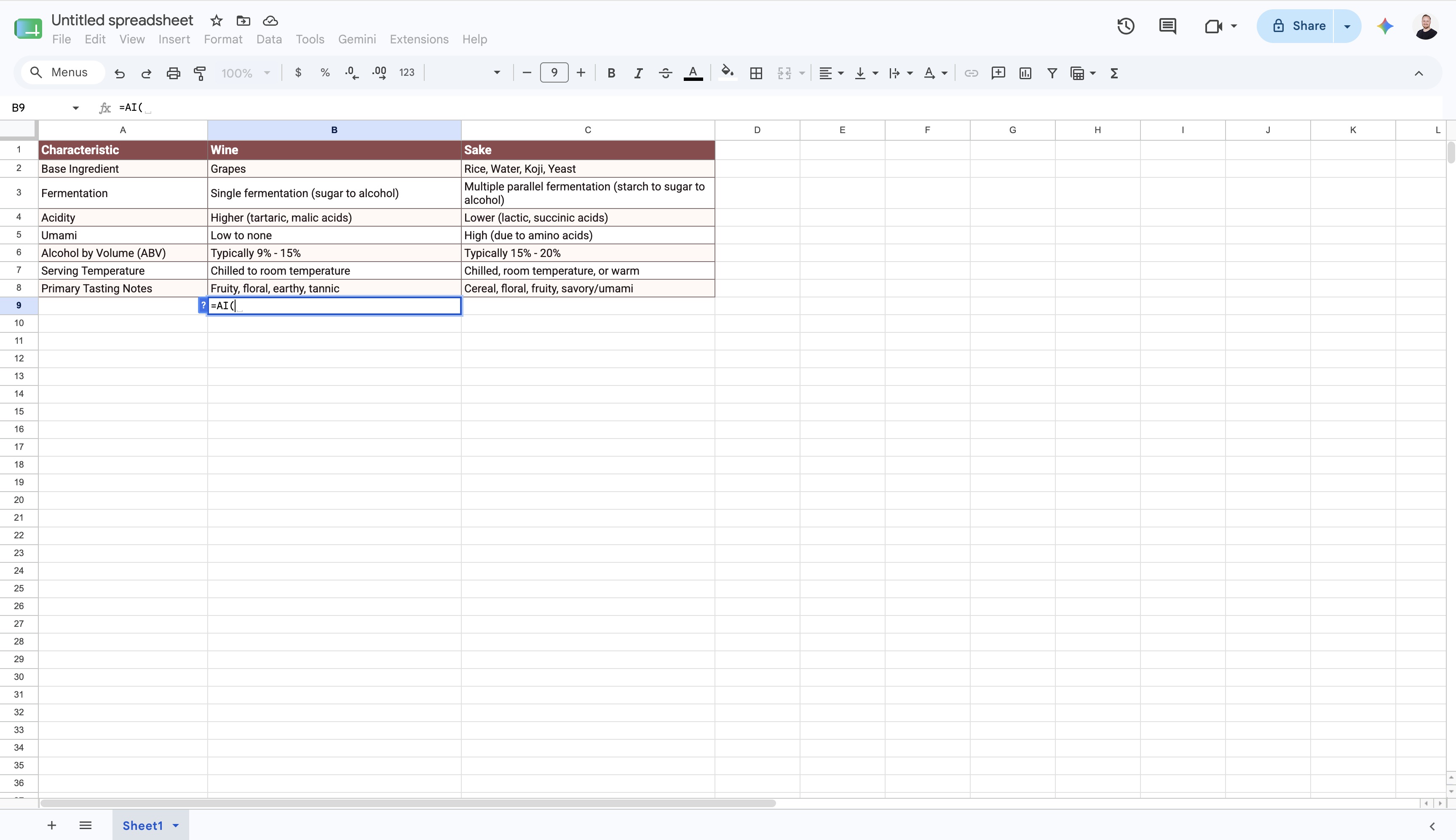 Google Sheets =AI() — Smart Document pattern (from the vendor's site)