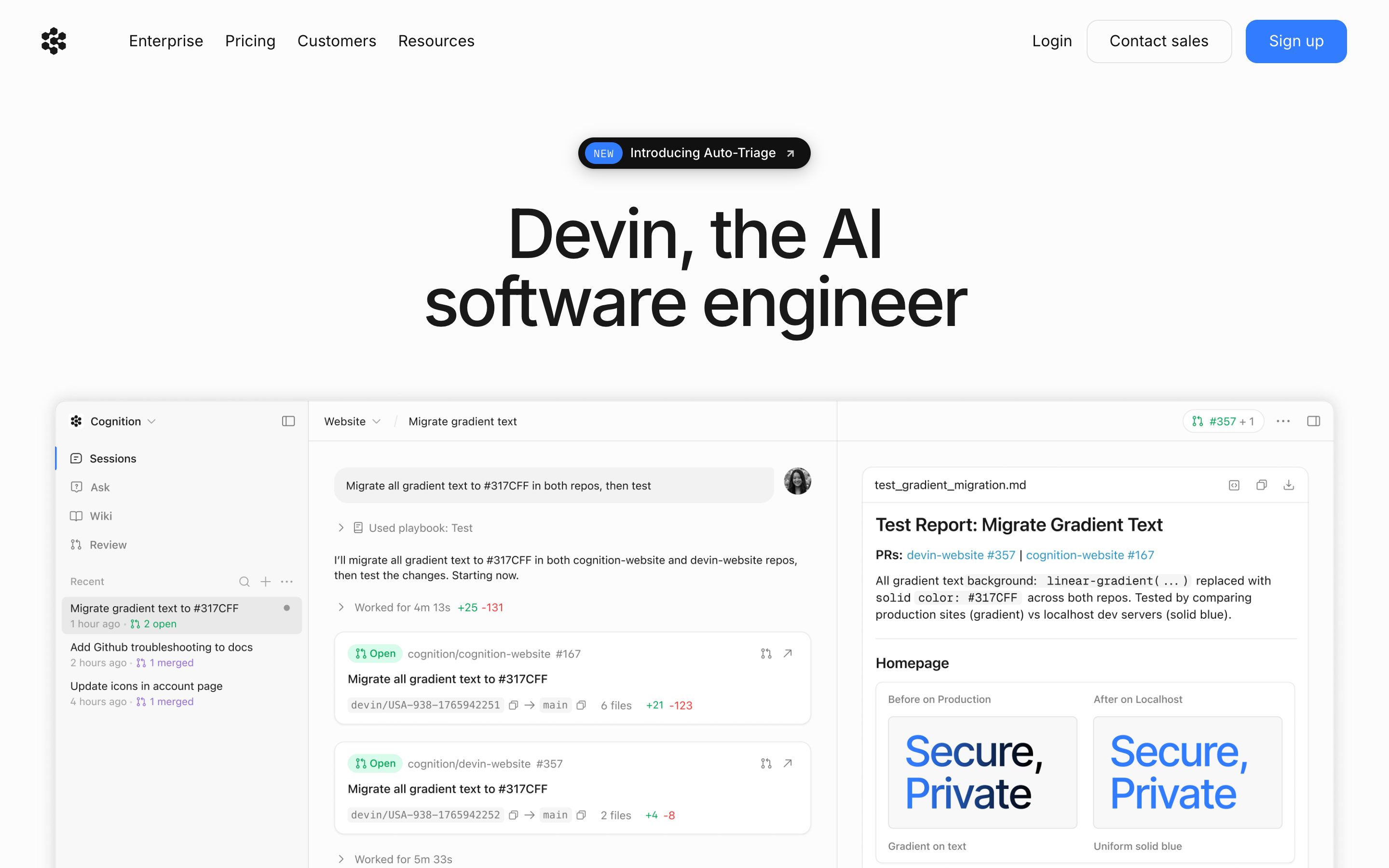 Devin Plan View — stage-tracker pattern in use (from the vendor's site)