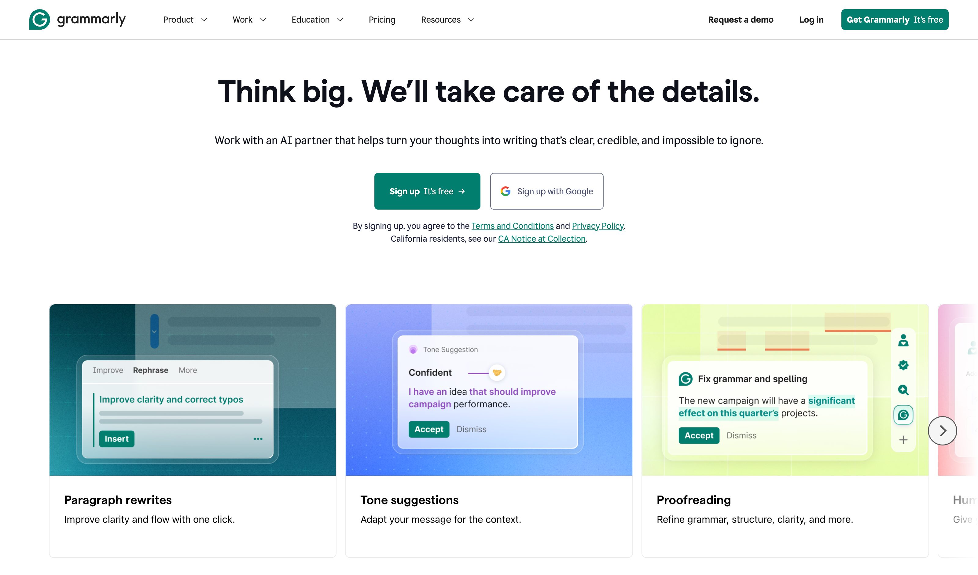 Grammarly Tone Setter — Tone of Voice pattern (from the vendor's site)
