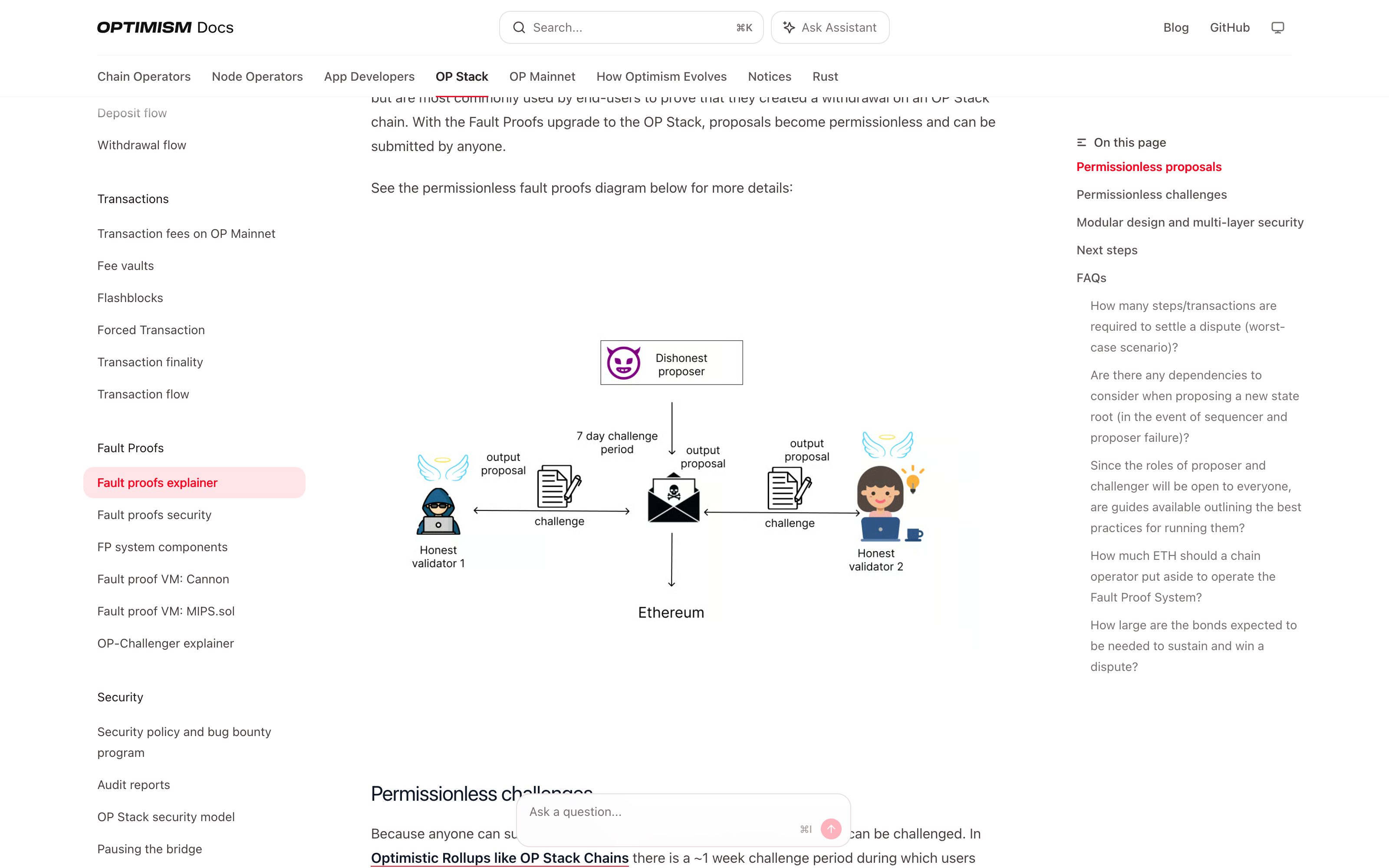 Optimism · Fault proofs — verifiable-completion pattern in use (from the vendor's site)